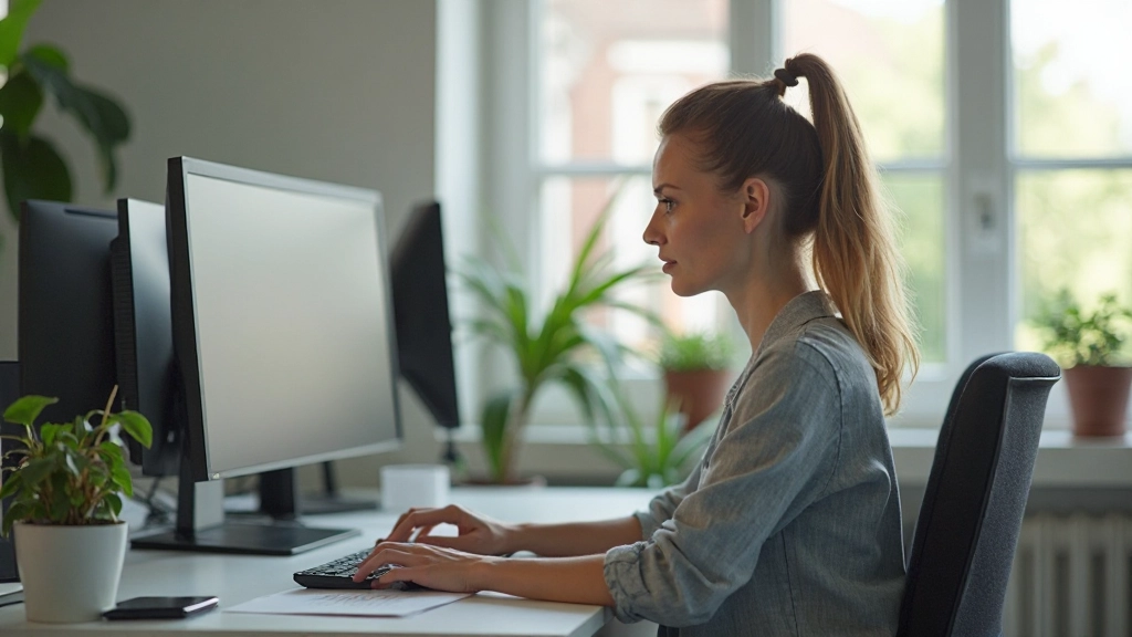 Moderne werkplek met computers en digitale hulpmiddelen voor productief werken